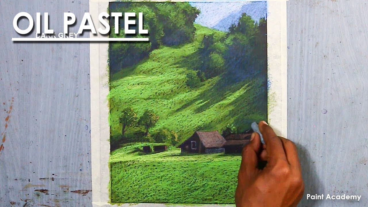 Oil Pastel Landscape Drawing : Switzerland Countryside