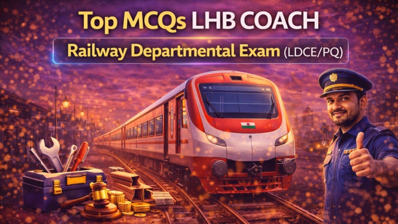 Top MCQs LHB Coach !! Railway Departmental Exam(LDCE/PQ) !! By R.V.Sir