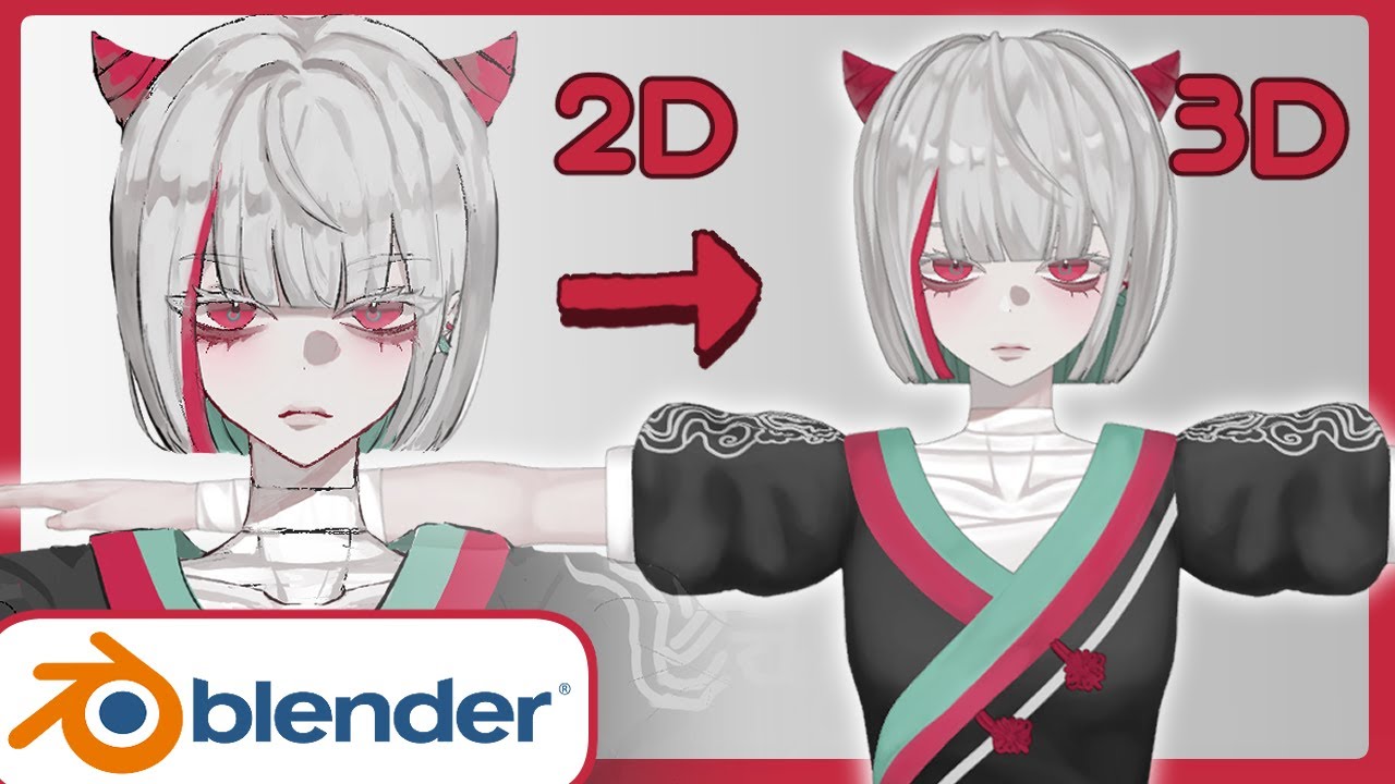 [Blender] 스피드 타임랩스: 2D 캐릭터 3D로 만들기 / Speed ​​Timelapse: Turning 2D Character into 3D