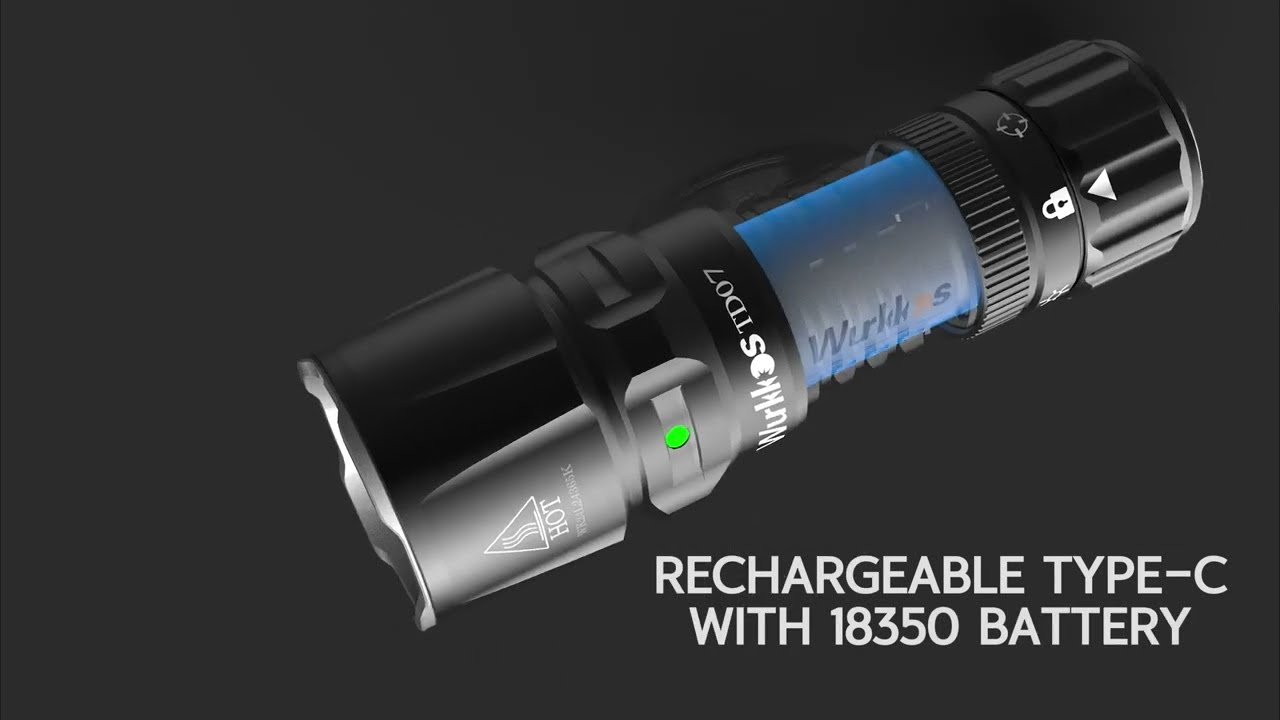 Wurkkos New TD07 Tactical Flashlight, with Tactical Ring, 18350 Battery