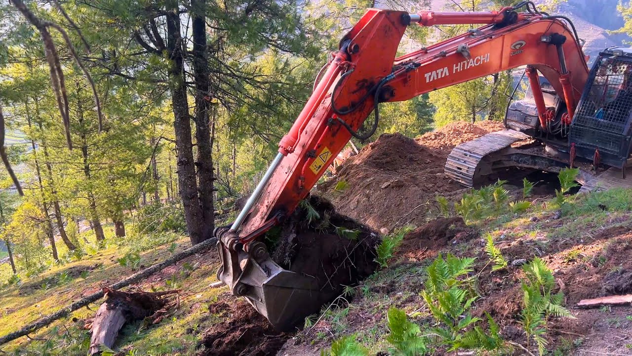 Road Building on a Dangerous Steep Mountain | Excavator Working Video