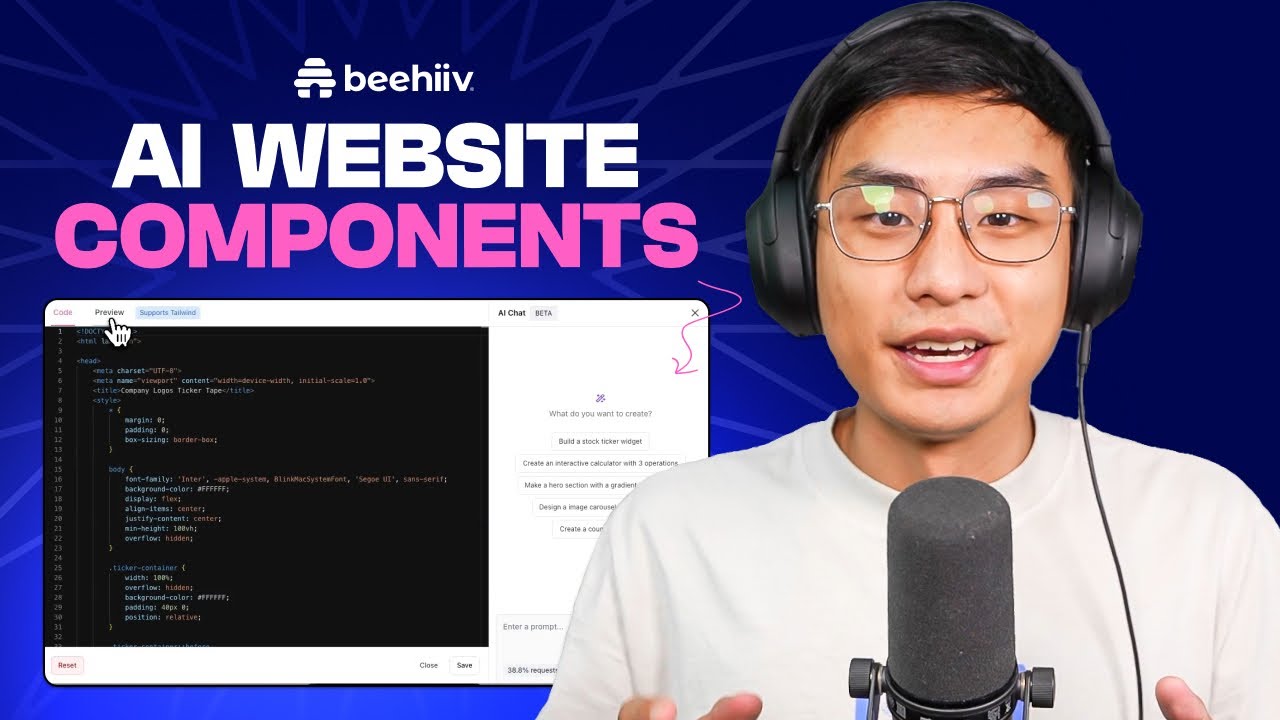 How to create custom Website Components with AI (beehiiv Tutorial)