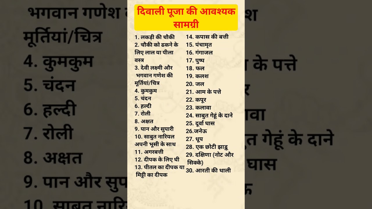 Diwali 2023 Puja Samagri List #diwali