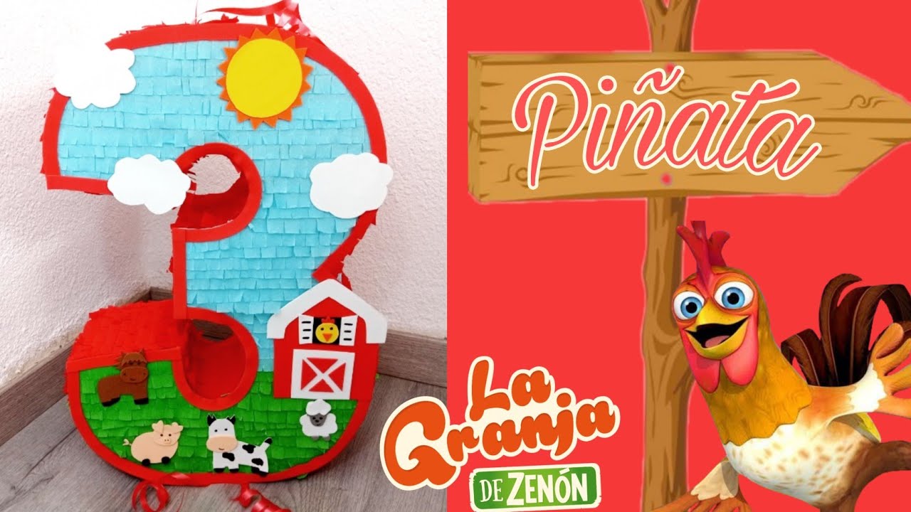 Piñata de la granja de zenon número 3🐓🐮🐖[Cómo hacer piñata granja de zenon]🐤🐑🐴piñatas de números 3