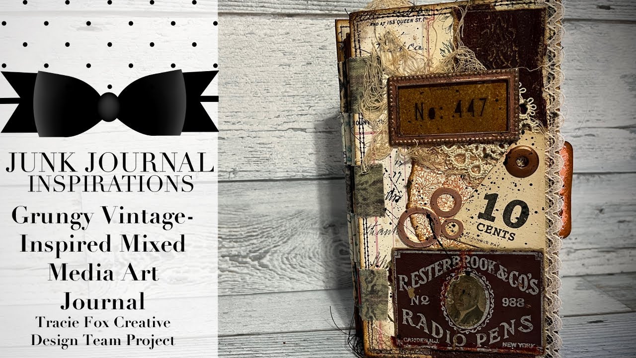 Grungy Vintage-Inspired Mixed Media Journal Flip Thru | CDTP for @TracieFoxCreative  Ad Feature