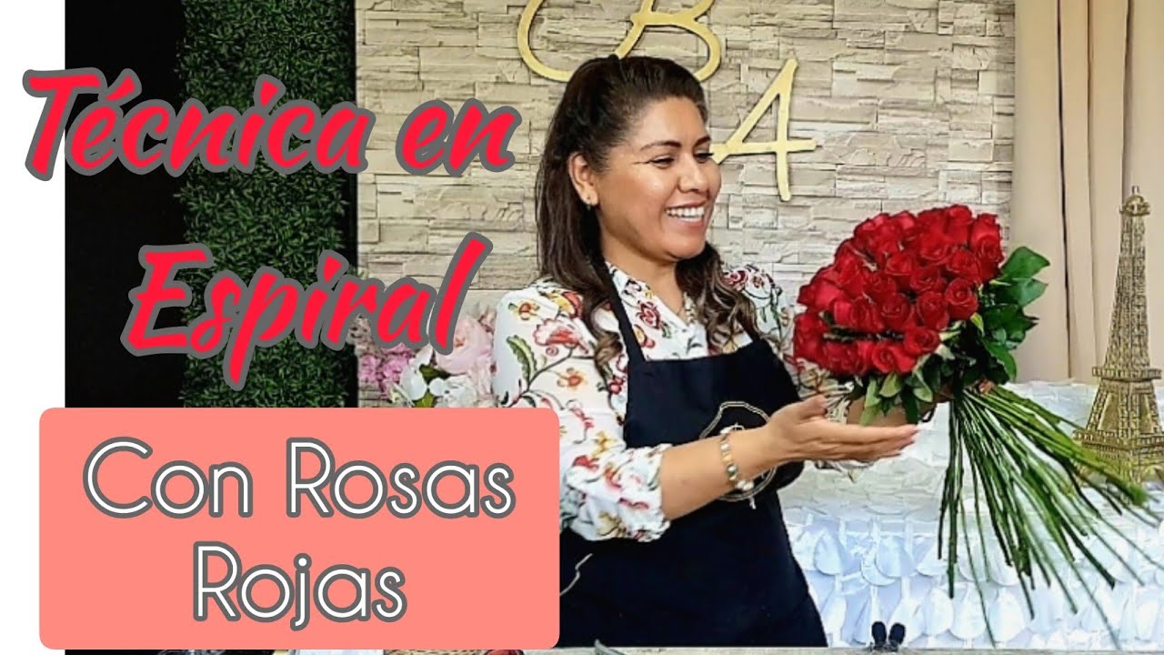 TÉCNICA EN ESPIRAL con rosas rojas