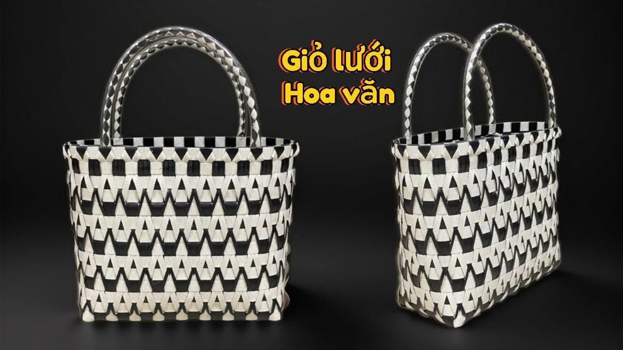Giỏ lưới hoa văn kiểu mới, Đan bằng dây nhựa, đẹp lạ mặt