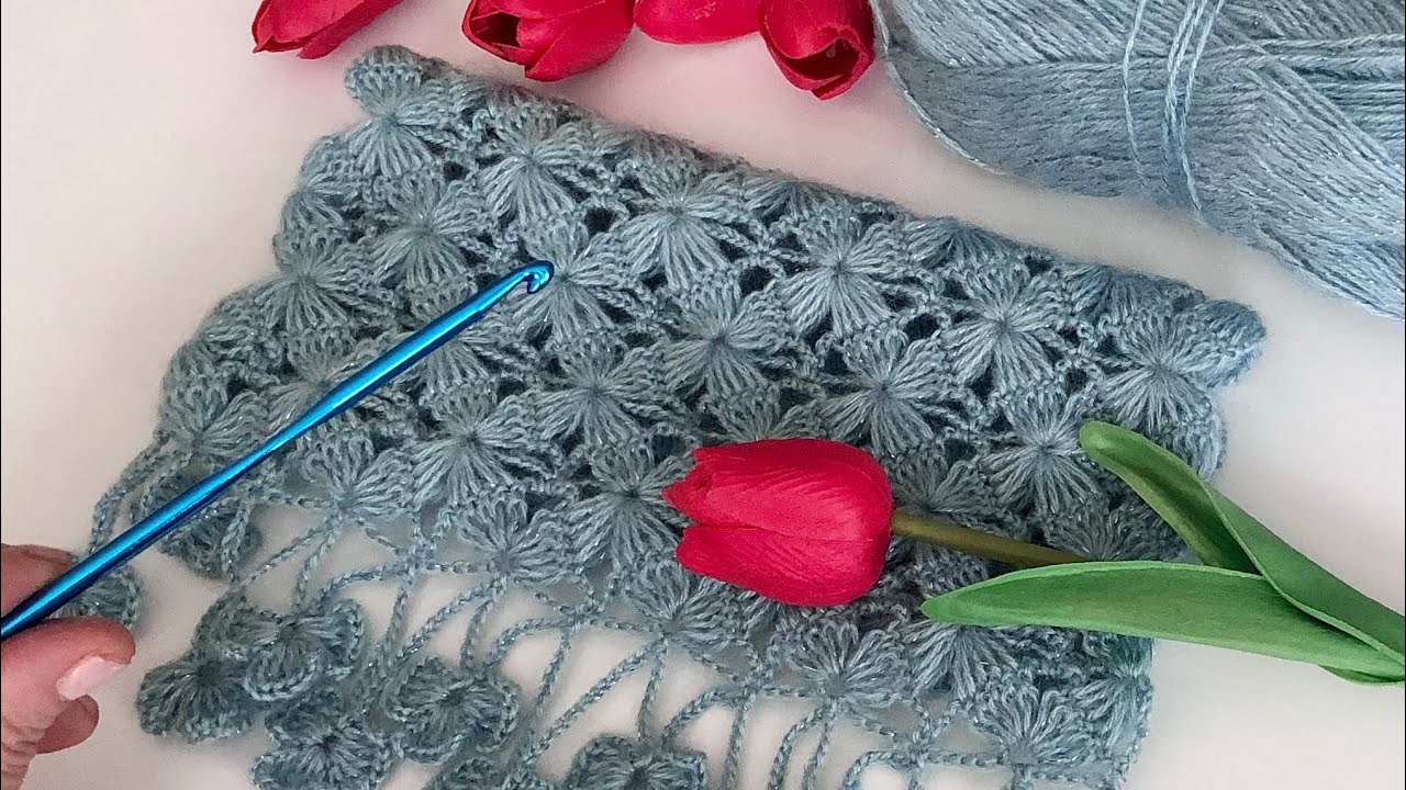 Sizin İçin Muhteşem Bir Şal Modeli ( AYRINTILI ANLATIM, YAKIN ÇEKİM ) #crochet pattern #knitting