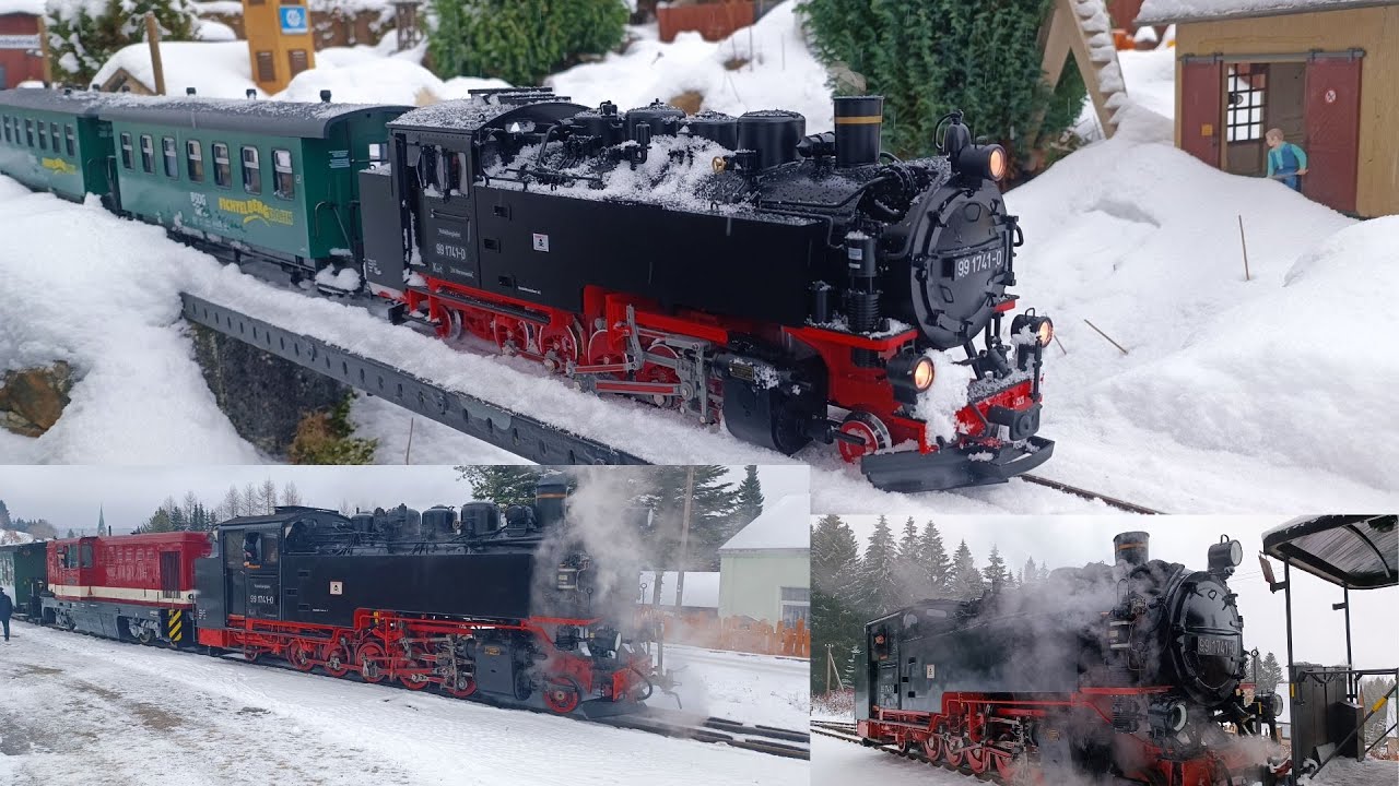 🥶🚂Lgb Neuheit 21481 V II K  99 1741-0🚂☃️Winterfahrt 🚂☃️im Schnee☃️🚂auf der Gartenbahn und in Echt🥶🚂