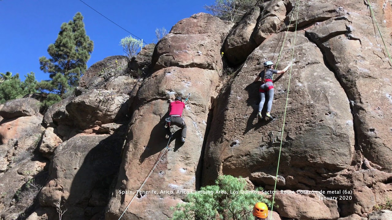 Rock Climbing in Tenerife. Arico Route Coraz&oacute;n de metal (6a)