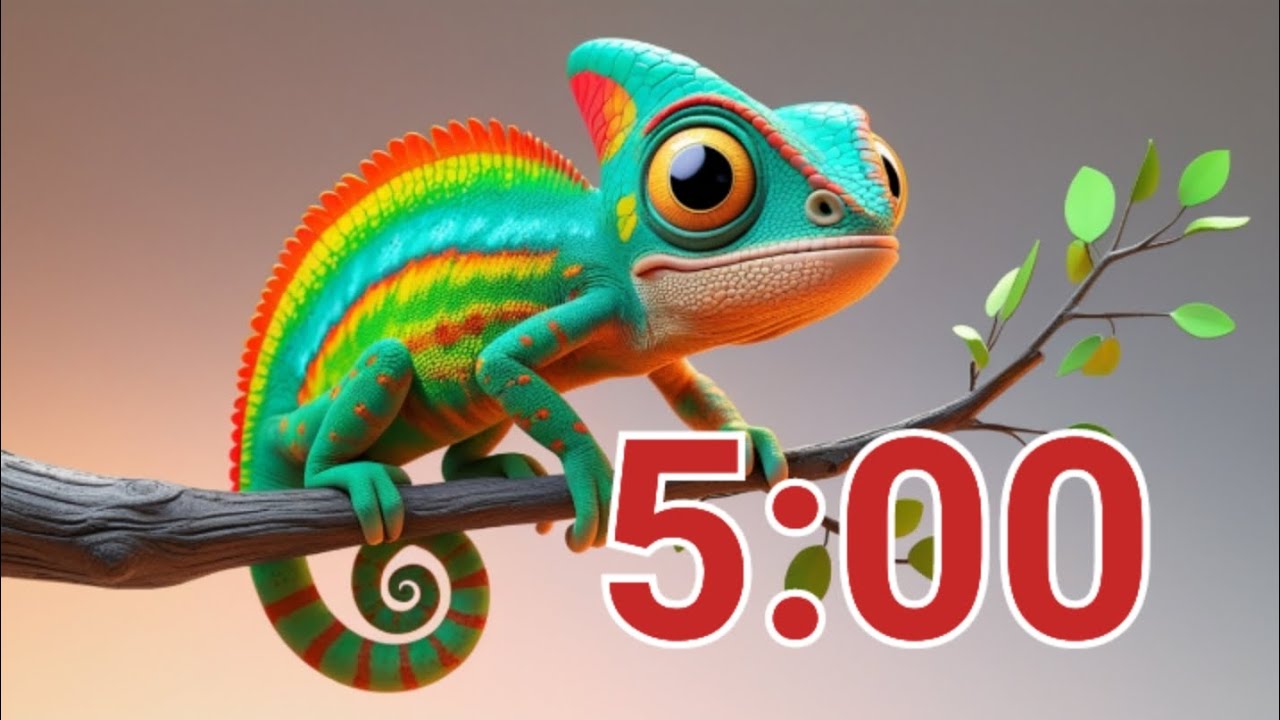 5-Minute Colorful Chameleon Timer – Fun, Relaxing Countdown for Kids and Focus