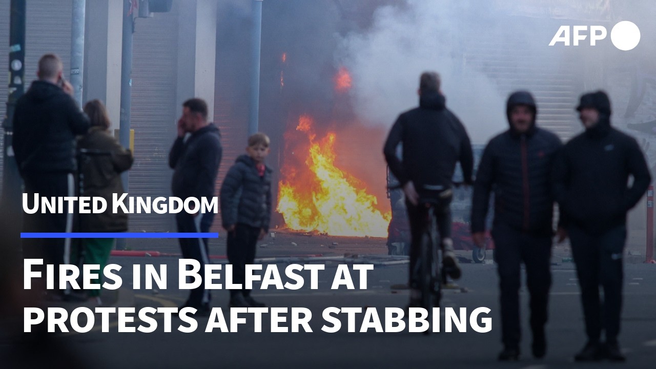 Fires in Belfast as black-clad protesters take to streets after stabbing | AFP