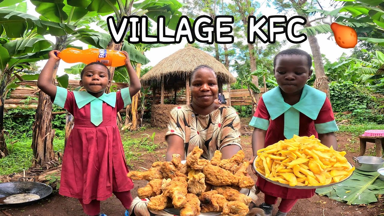 African Village mom Cooks American KFC 🍗 Chicken and Chips 🍟 For Her Family 