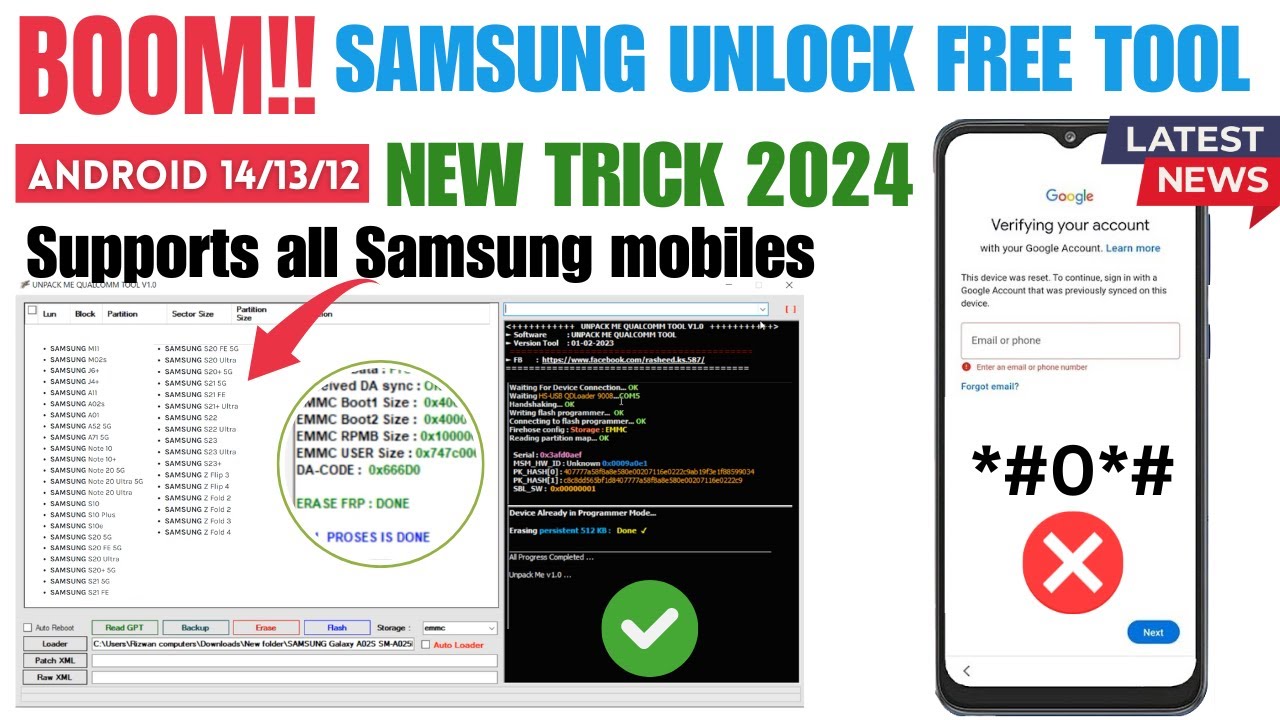 SAMSUNG FRP LOCK BYPASS 2024 ENABLE ADB FAIL | ANDROID 14/13/12 UNLOCK | NO *#0*# | NEW METHOD 2024