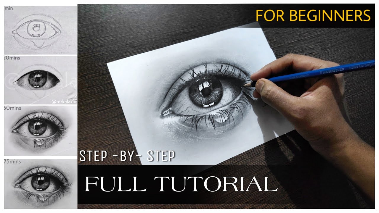 Realistic eye drawing | realistic eye tutorial for beginners in HINDI | Step by Step Tutorial #eyes