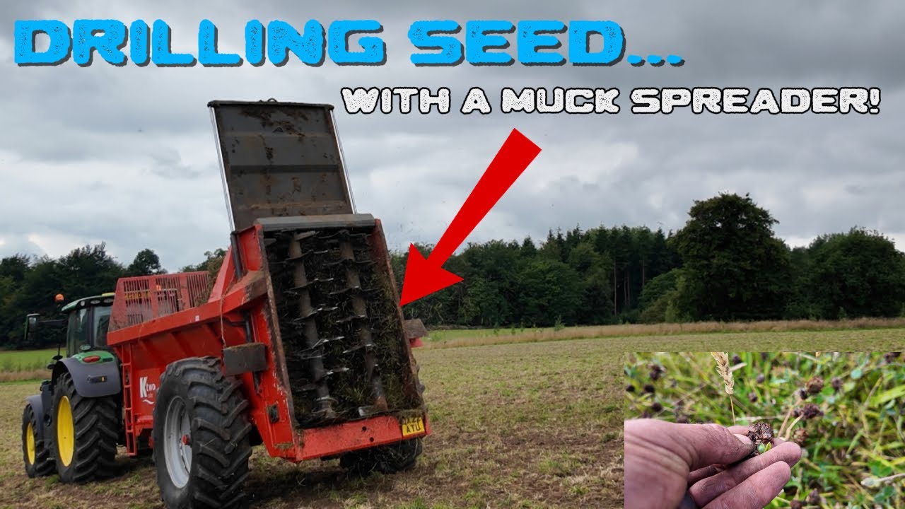 Green Hay Meadow Re-Seeding a grass field with a Muck Spreader!  Specie Rich Grassland Restoration 