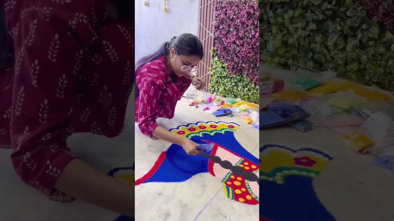How did my rangoli look? ❤️🪔✨ #gimaashi #shorts #ytshorts #rangoli #festivevibes