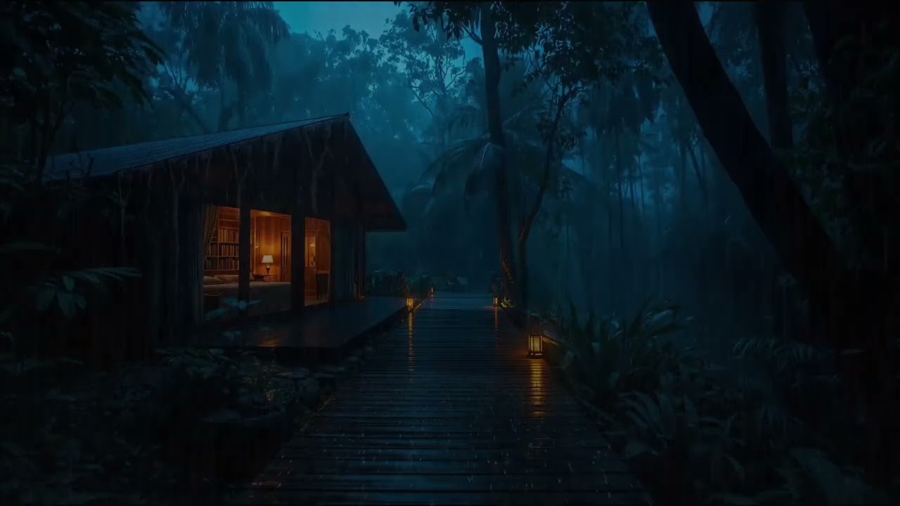 Cozy Rainy Night Cabin in the Forest | Rain Sounds for Relaxing
