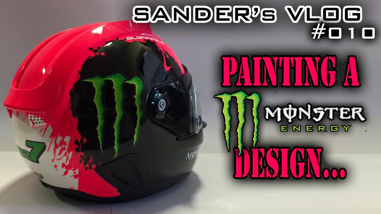 Painting a Monster Energy design on a helmet - Sander's vlog 010