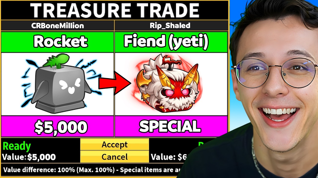 Je trade le ROCKET a FIEND YETI en 24heures ! (blox fruits)
