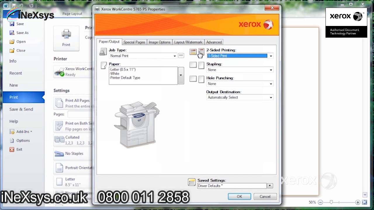 How to Use the Paper Output Option - Xerox Work Centre 7200/7220/7220i/7225/7225i