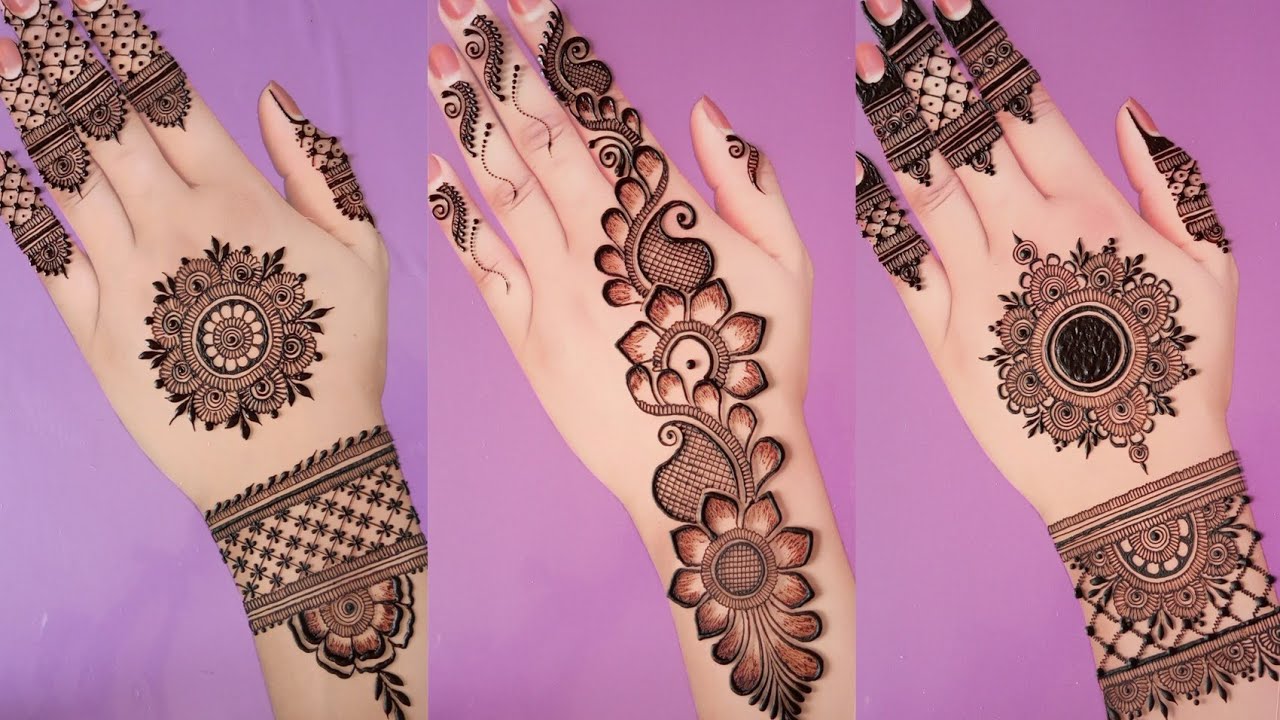 Simple Mehndi Designs/Easy Back Hand Mehndi/Gulf Henna Designs/Floral Mehendi Designs/Circle Mehandi