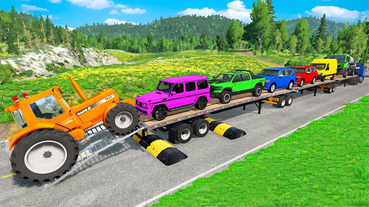 Flatbed Truck Mcqueen | Transportation with Truck - Pothole vs Car #3 - BeamNG.Drive