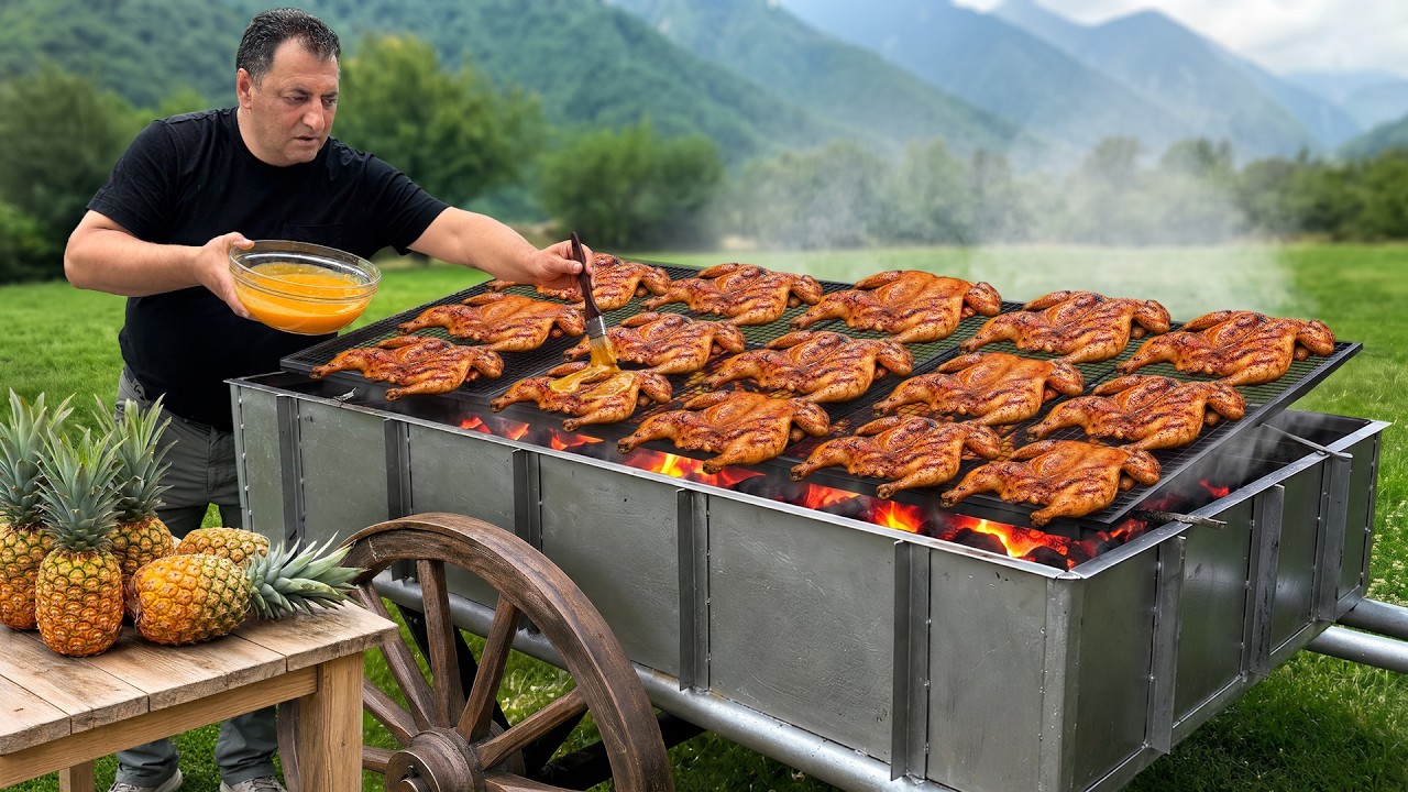 Juicy Huli Huli Chicken Cooked On Massive Rotisserie!