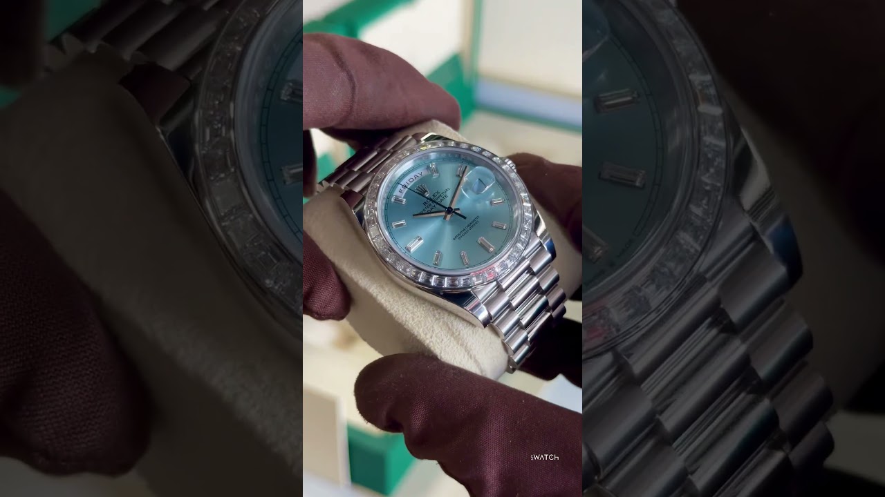 2025 Rolex Day-Date Diamond Paved Dial –VS–2024 Platinum Rolex Day-Date with Baguette Diamonds Bezel