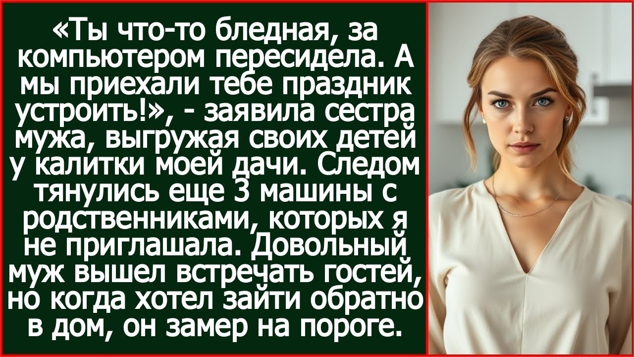 Ты что-то бледная, за компьютером пересидела. А мы приехали тебе праздник устроить! Заявила золовка
