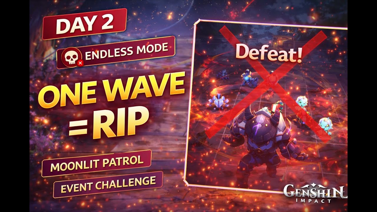 Endless Mode Ended in 1 Wave 💀 7 Wins Again… Just to Lose Instantly Moonlit Patrol Day 2 #genshin