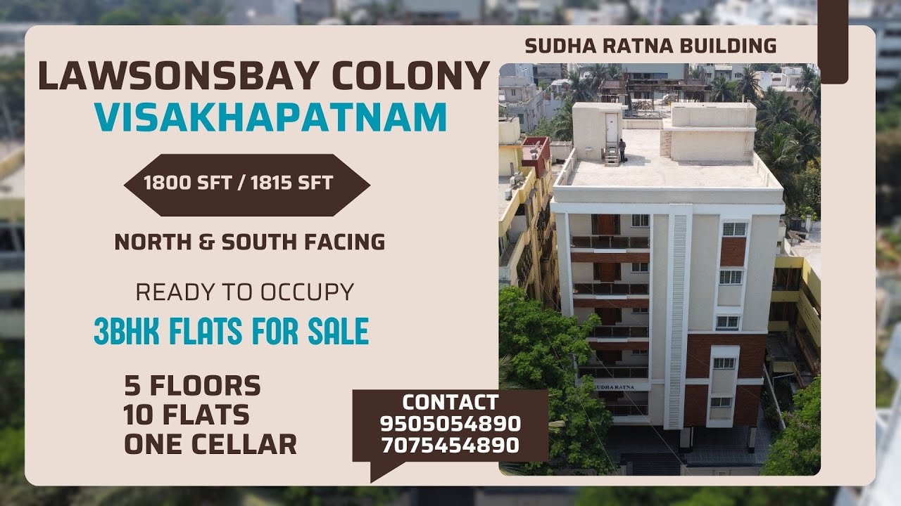 3BHK NORTH & SOUTH FACING 1800&1815 SFT FLATS FOR SALE NEAR BEACH ROAD LAWSONS BAY COLONY VIZAG