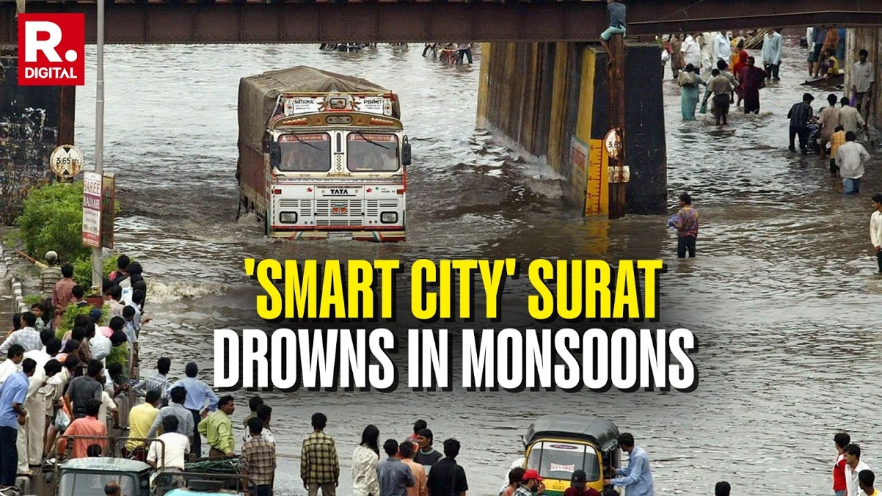 SURAT INFRASTRUCTURE FAILURE: First Monsoon Rains Destroy Major Roads as Waterlogging Paralyzes City