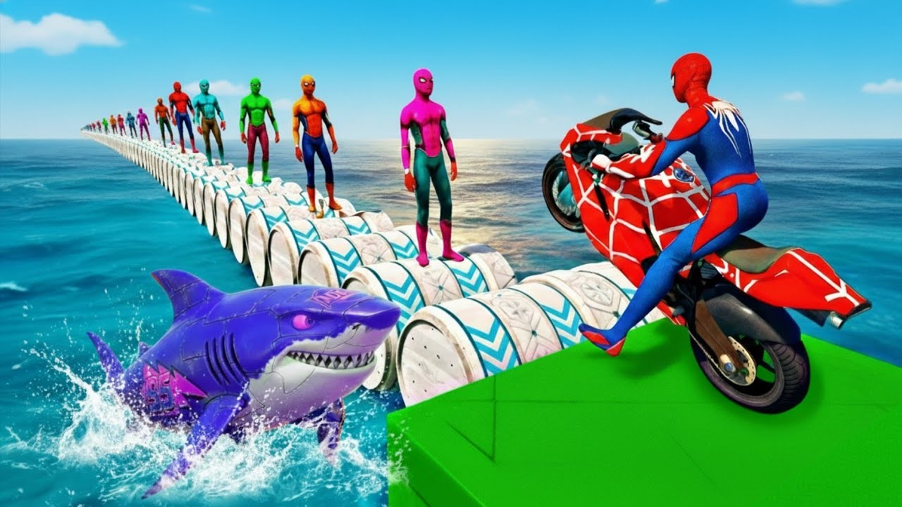 Impossible Spider Man Bike Race 🔥 Over Water