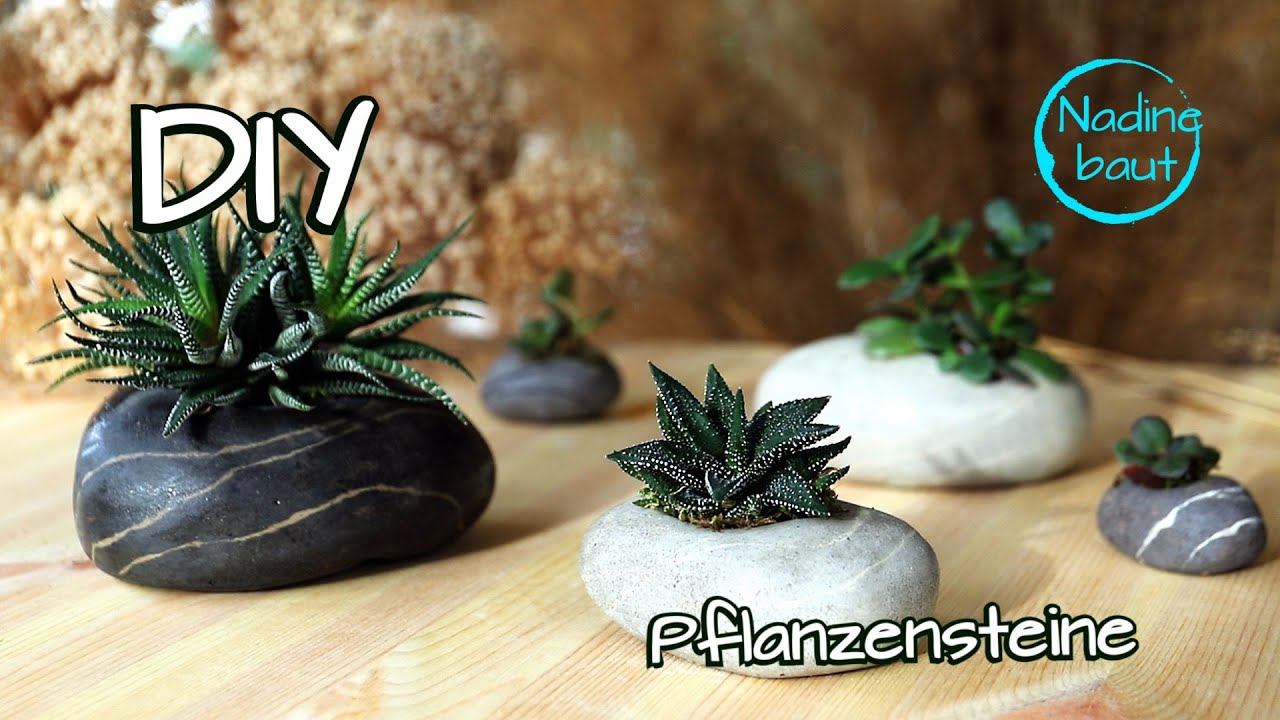 Blumentopf aus Ton - Pflanzen Deko selber machen - Steine aus lufttrocknendem Ton - Pflanzgef&auml;&szlig; DIY