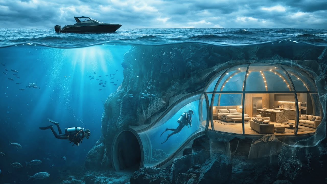 Building a SECRET HOUSE inside an UNDERWATER CAVE — Open Sea Build (ASMR)