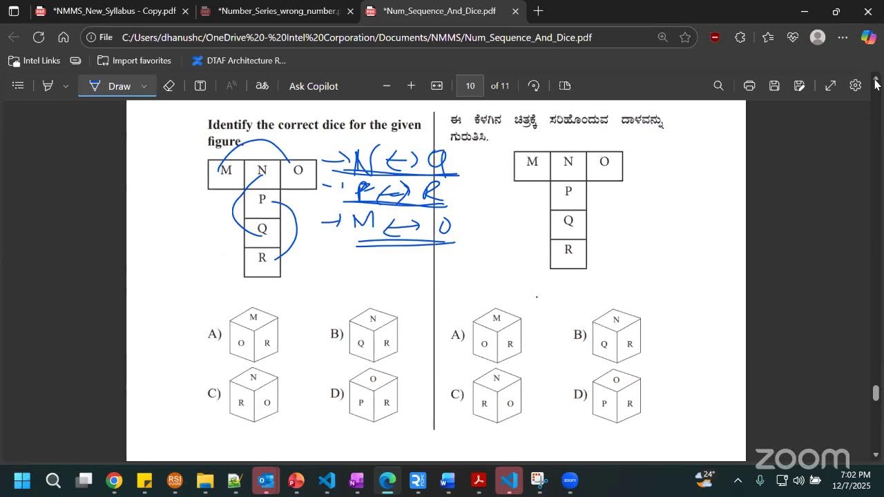 Chapter -20  Number Sequence &  Chapter -11 Numbers in Opposite Faces
