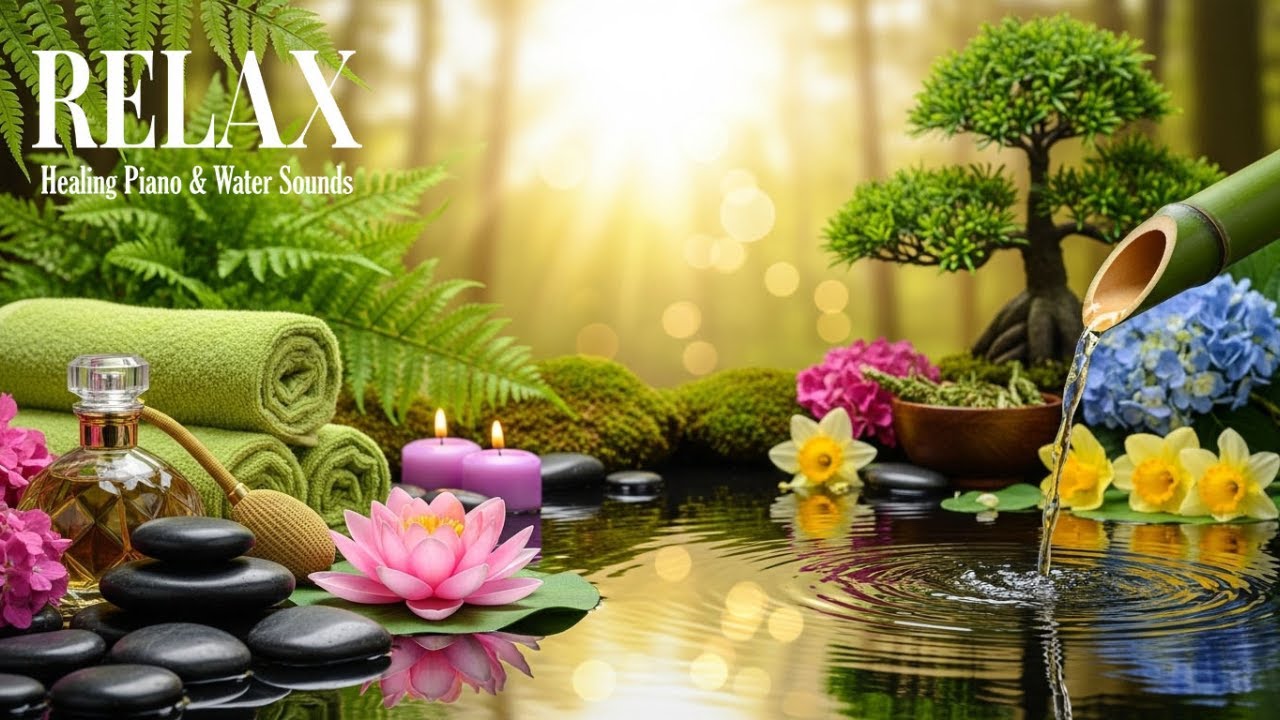 Peaceful Piano and Water Sounds in Japanese Garden 🌿 Best for Anxiety Relief & Insomnia Healing