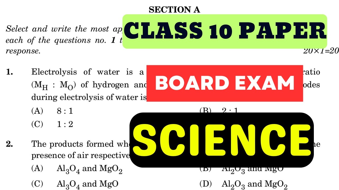 Class 10 Board Exam Science Question Paper || Board Sample Paper 2025-26