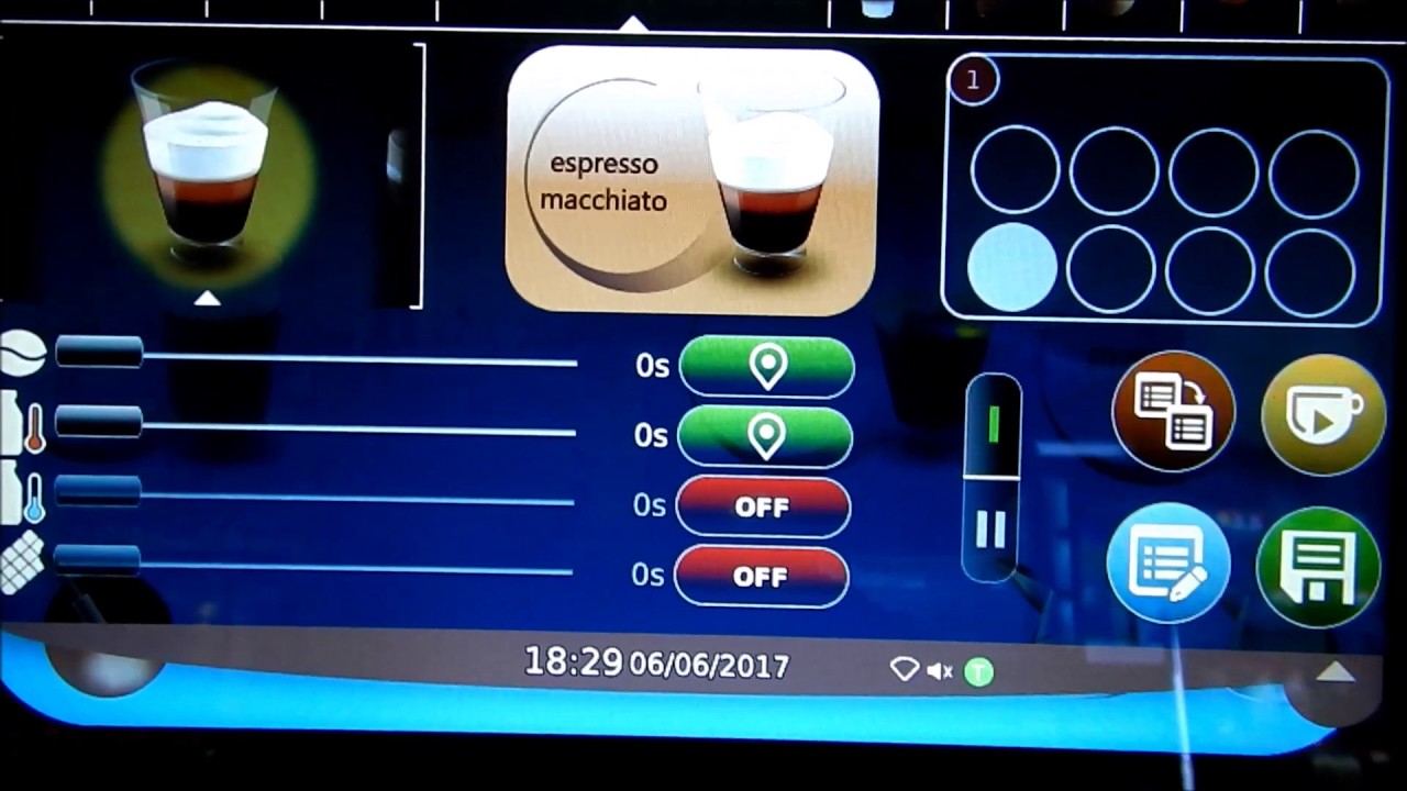 Cimbali S30 meniu