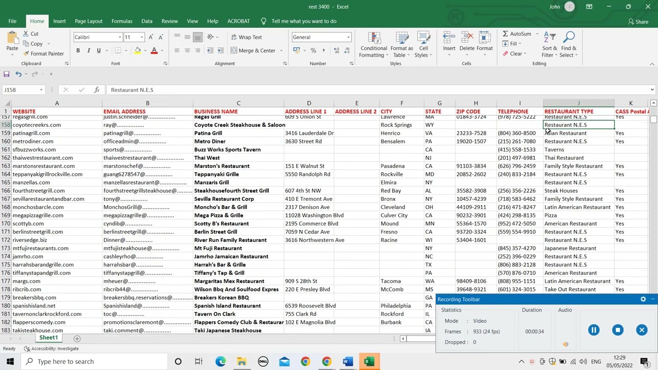 USA Email Mailing Address List of Restaurants, a Directory and Database