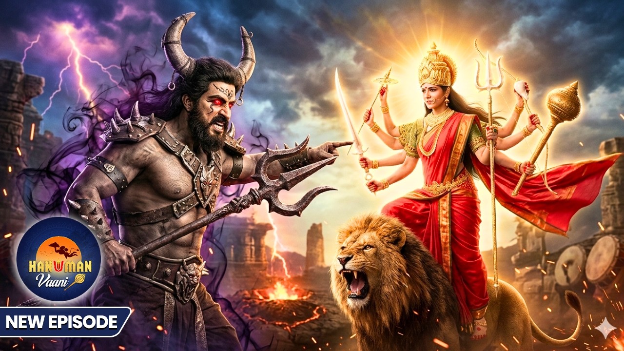 महिषासुर ने दी माता दुर्गा को चुनौती 😱 | Hanuman Vaani | कर्माधिकारी शनिदेव कथा