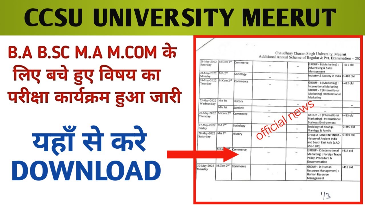ccsu date sheet 2022 | ccsu additional date sheet exam 2022 | ccs university date sheet 2022