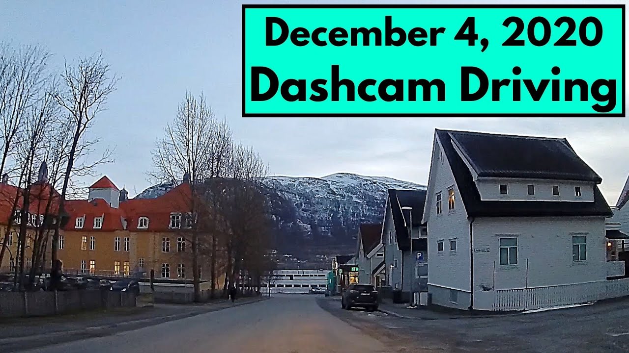 Dashcam driving in Tromsø, Norway. December 4, 2020.