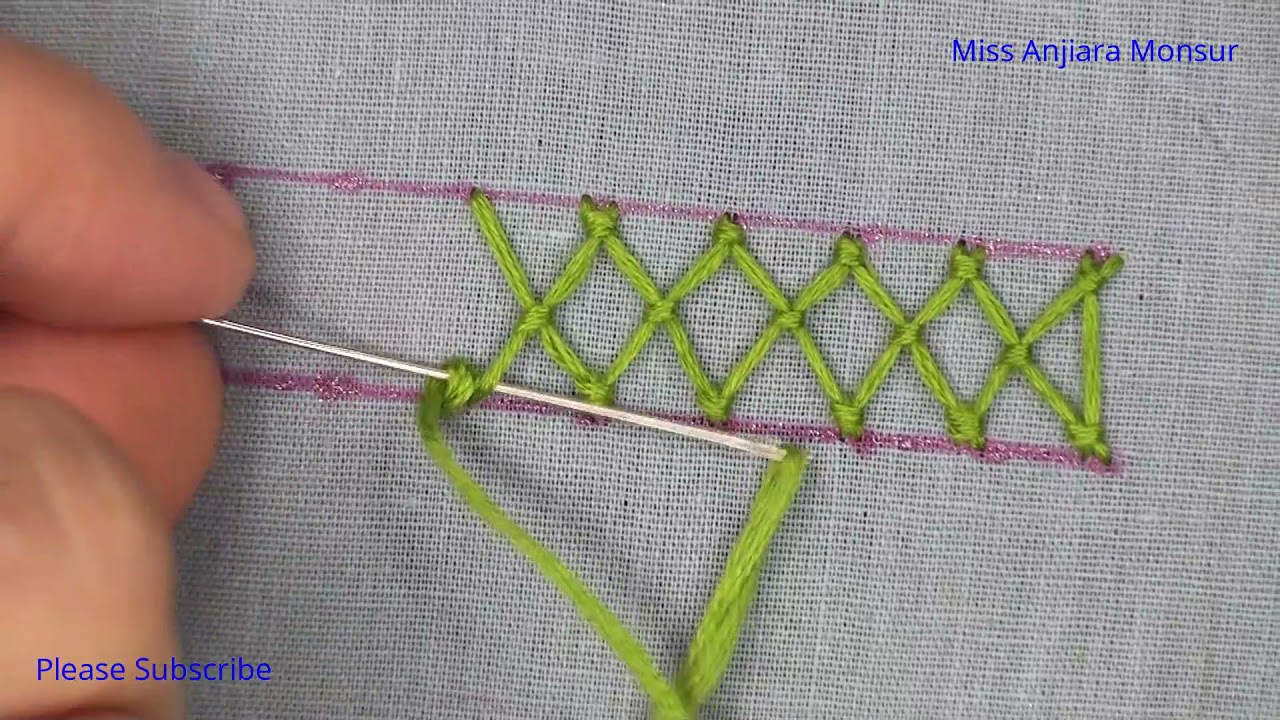 Knotted Diamond Stitch Tutorial, Hand Embroidery Basic Stitch