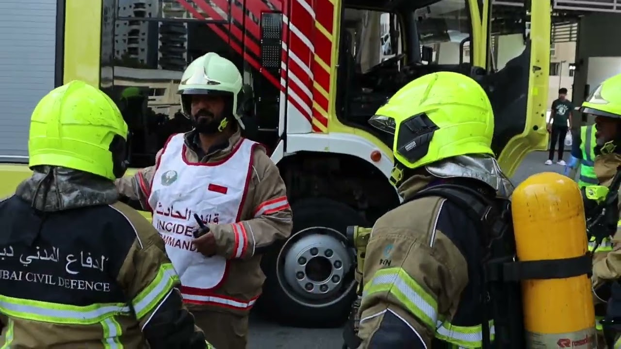 A successful evacuation  trial with Dubai Civil Defence, Dubai Police and Ambulance