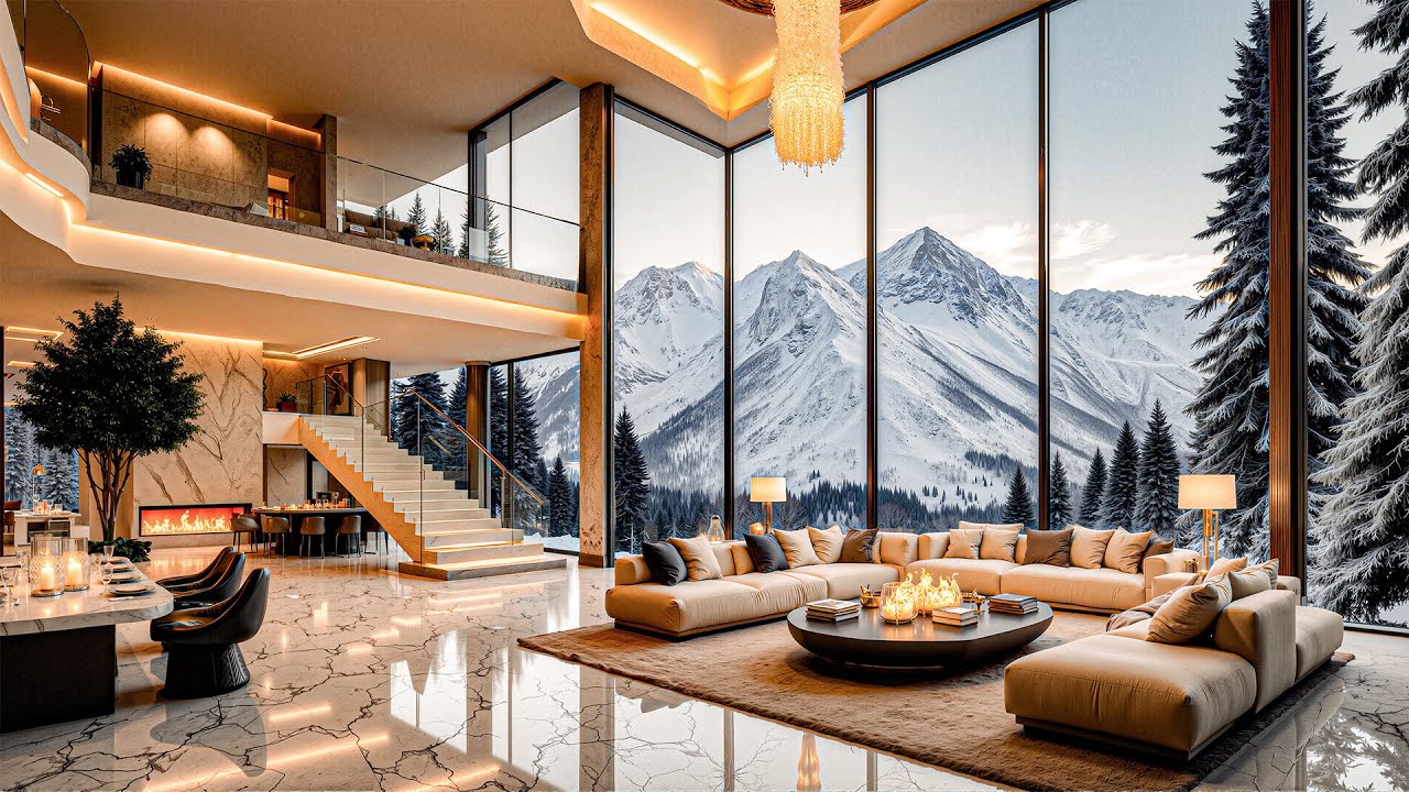 Winter Jazz And A Luxury Villa In The Winter Forest - Jazz Instruments And A Cozy Fireplace To Relax