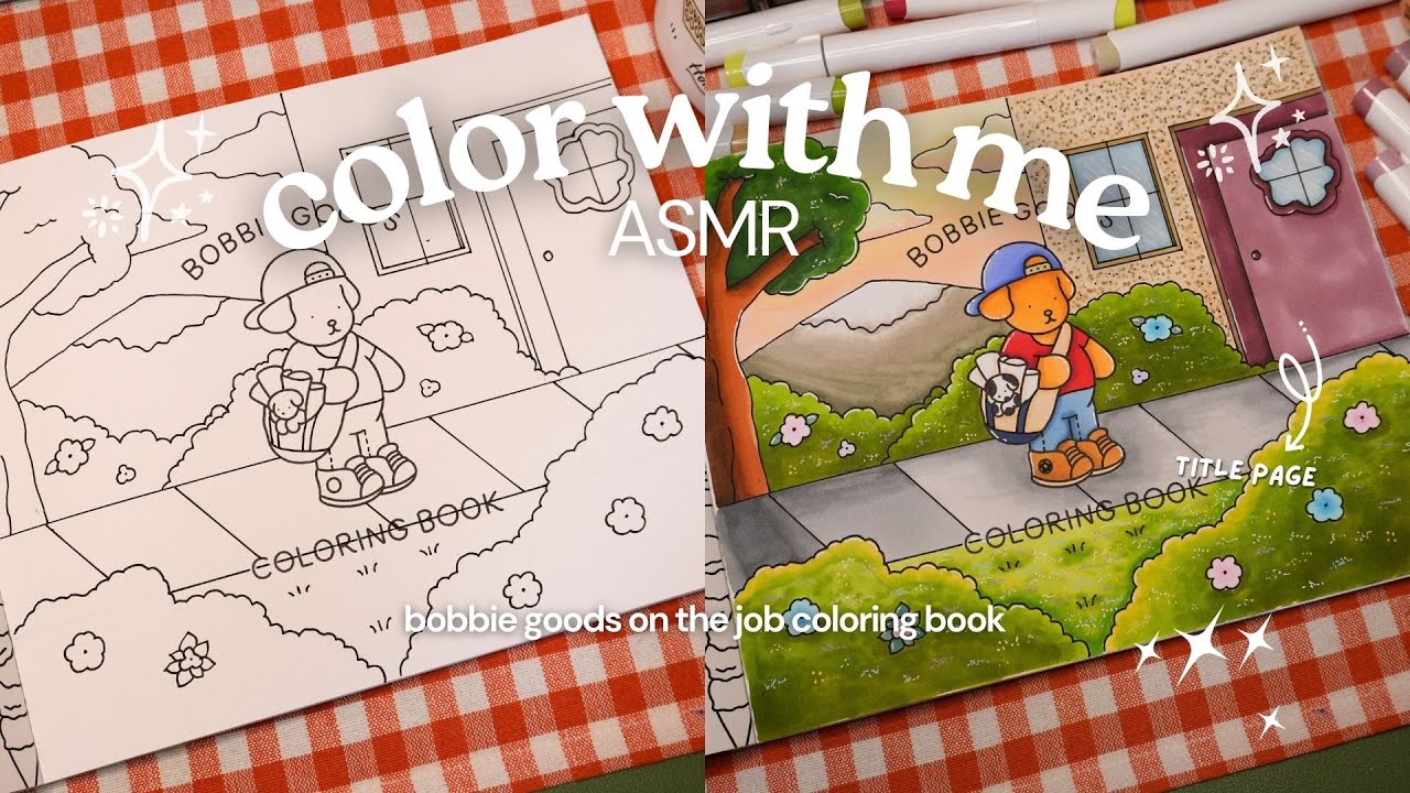ASMR color with me 💌📬 Bobbie Goods 'On The Job' Hand Drawn Title page using Ohuhu markers
