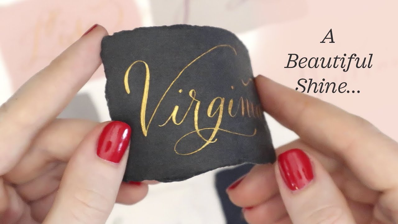 Gold Calligraphy Place Cards | Finetec Metallic Watercolor & Cotton Paper