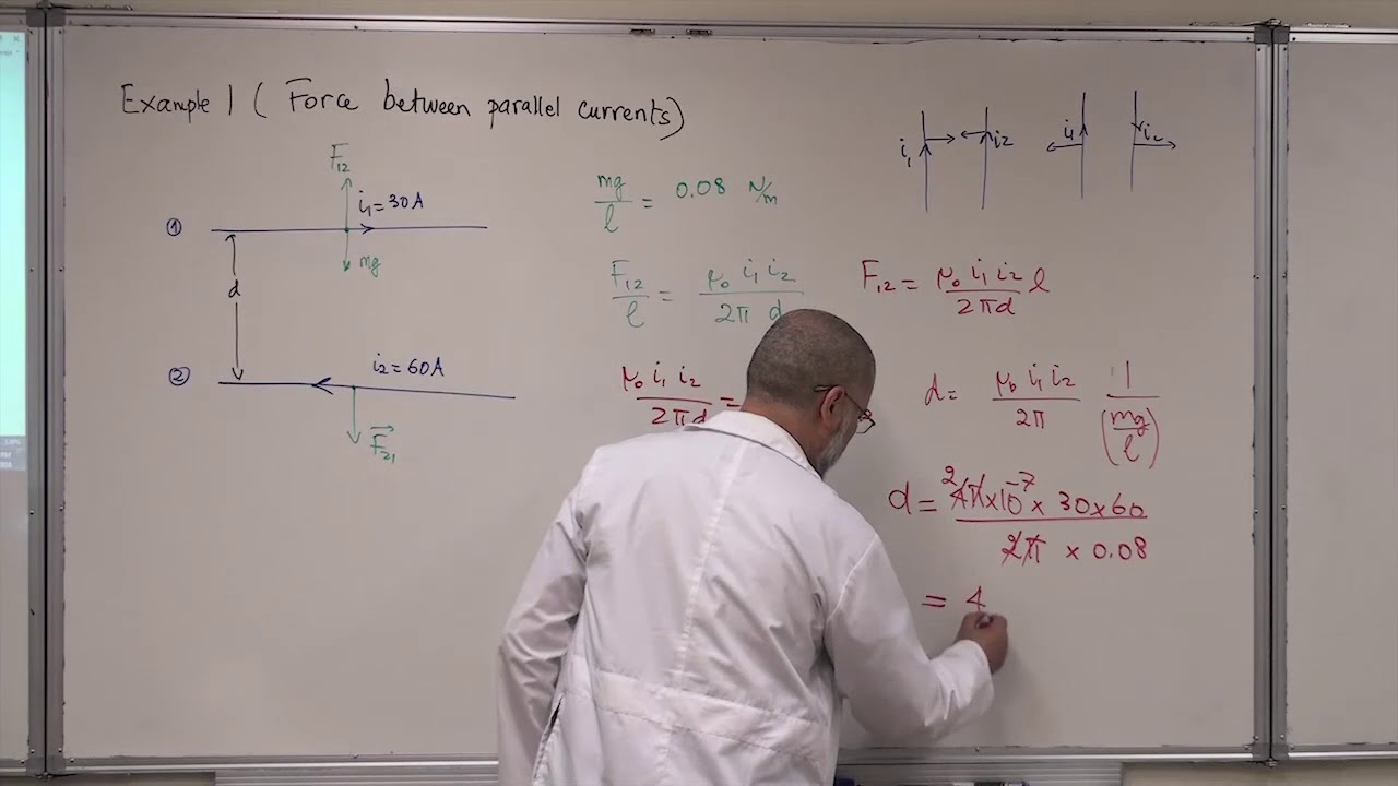 002  Force Between Two Parallel Currents Examples
